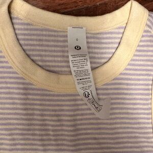 lululemon athletica Cream and Purple Striped Tank Top